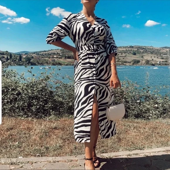 ZARA ANIMAL PRINT DRESS - Picture 7 of 15